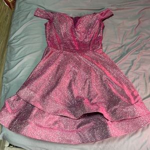 Sparkly Magenta Off The Shoulders Dress. Brand: B Darlin. Only Used Once